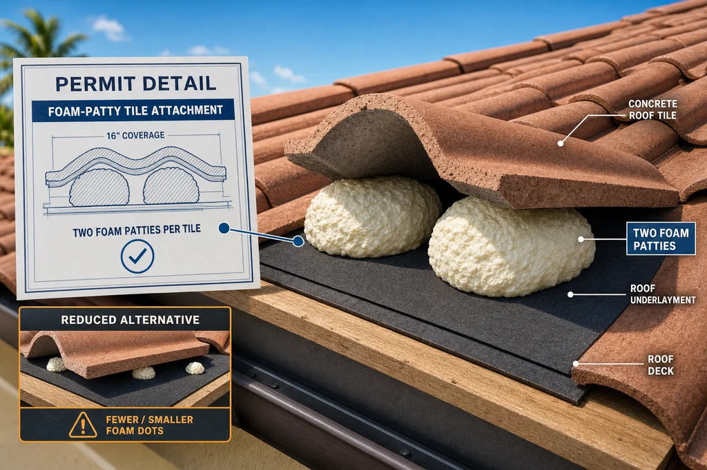 Florida Tile Roofs: The Permitted Foam-Patty Specification