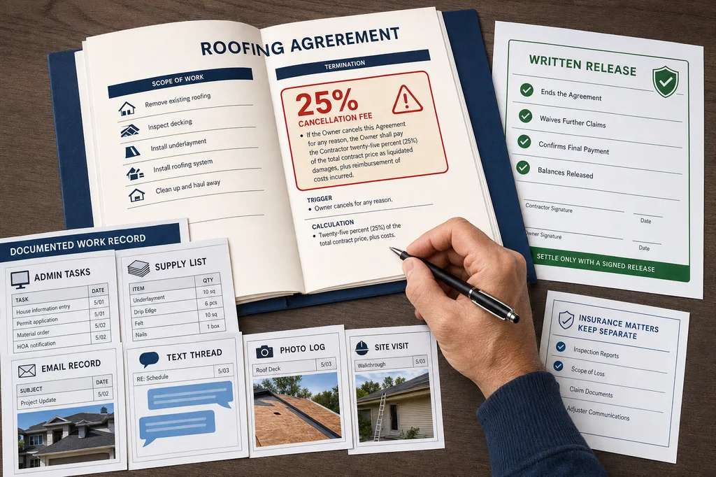 CMR Roofing: Reviewing a Generic 25% Cancellation Clause