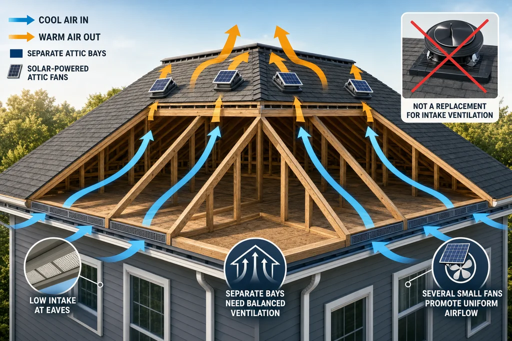 Solar Blaster Attic Fans Need Balanced Roof Venting