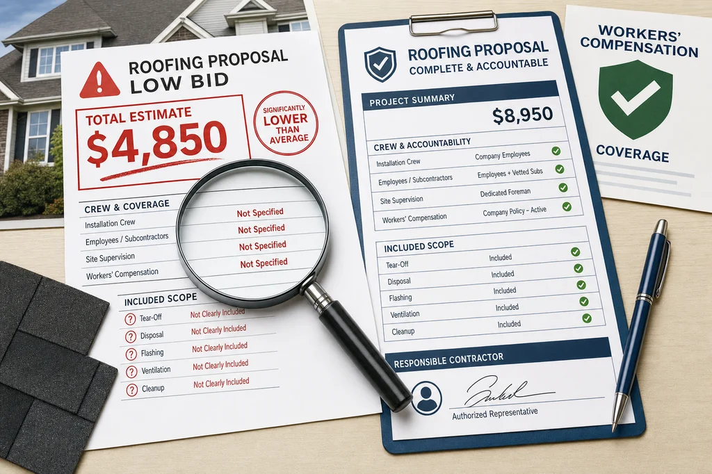 Low Roofing Bids: Check Crew Classification and Coverage