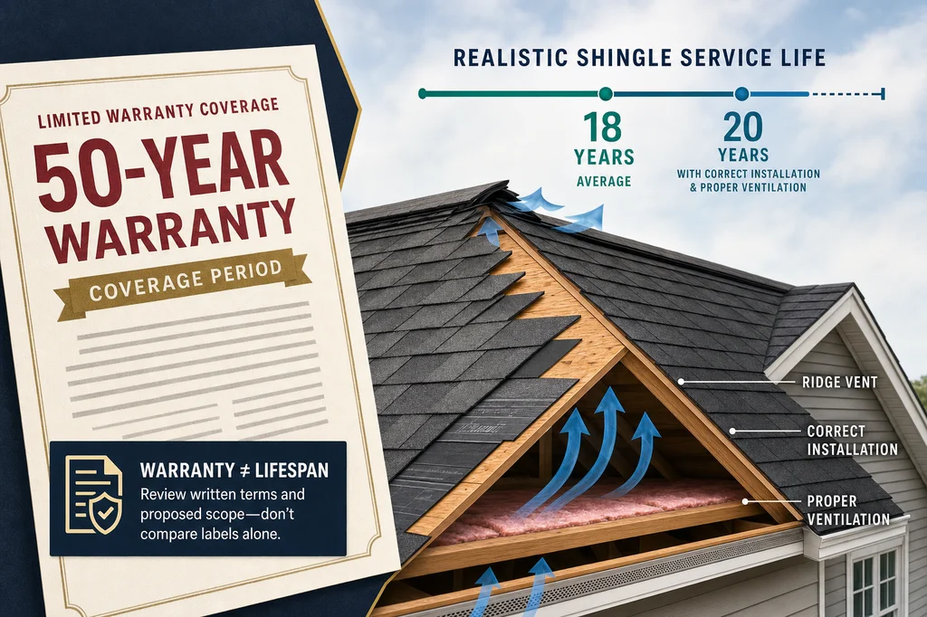 GAF 50-Year Roof Warranty: Why the Label Is Not Lifespan