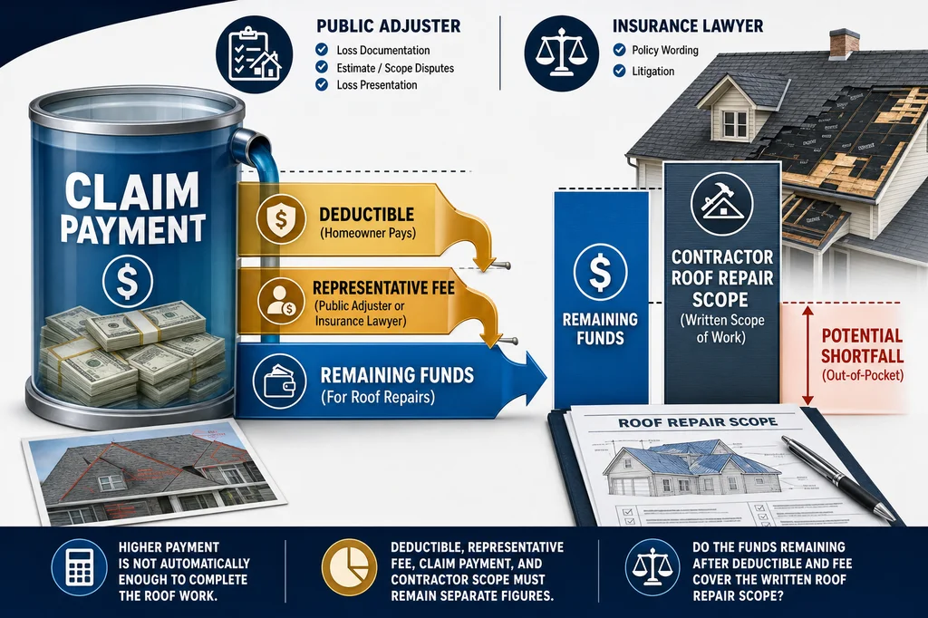 Public Adjuster vs Insurance Lawyer: Roof Claim Fees