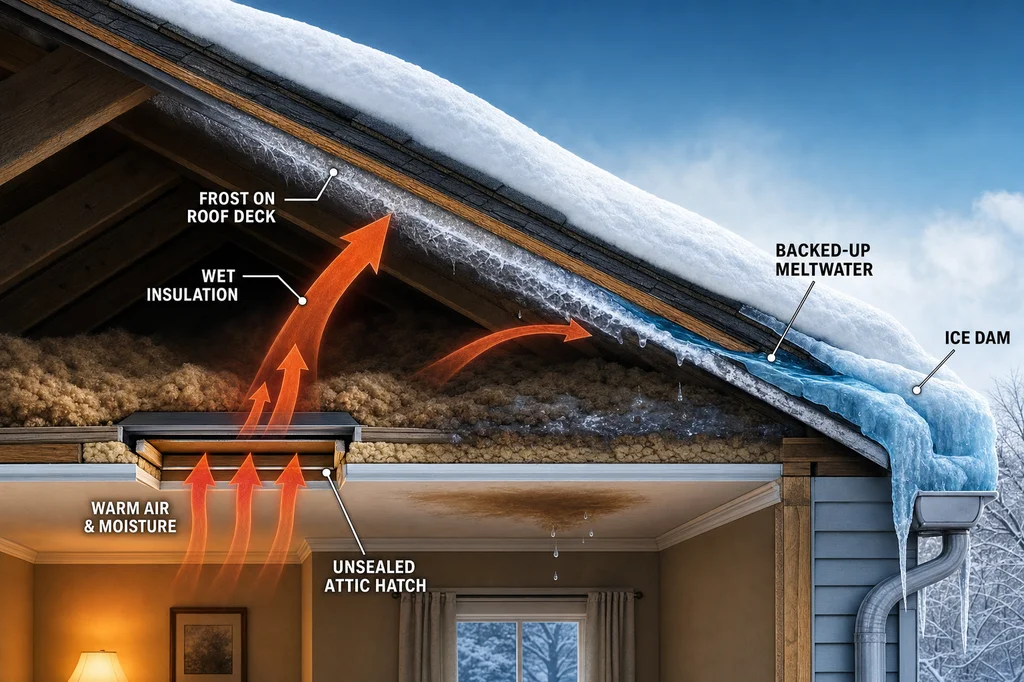 Preventing Winter Roof Leaks Starts at the Attic Hatch