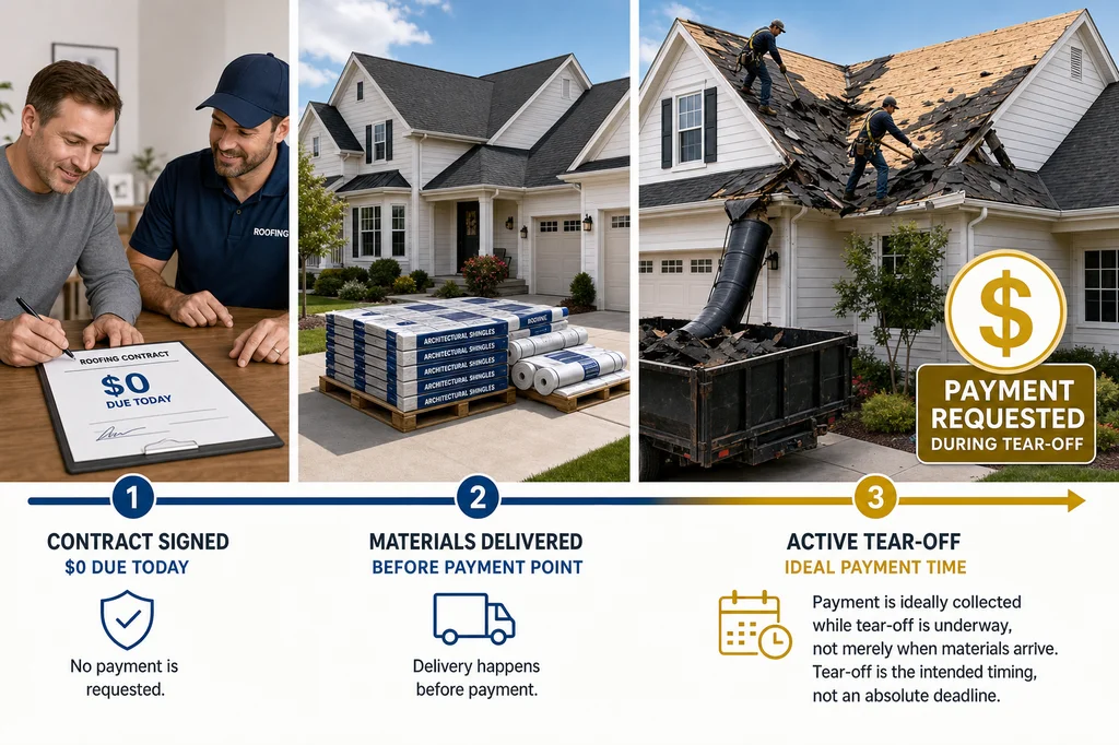 Roofer Payment During Tear-Off: A No-Deposit Model