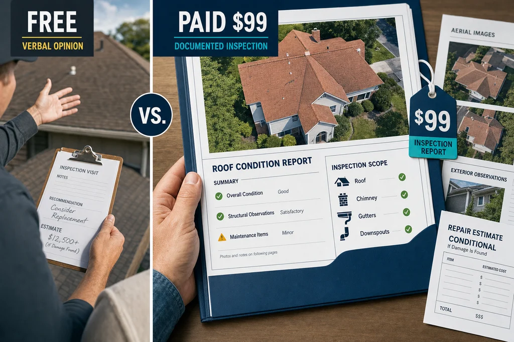 Paid vs. Free Roof Inspections: The $99 Report Test