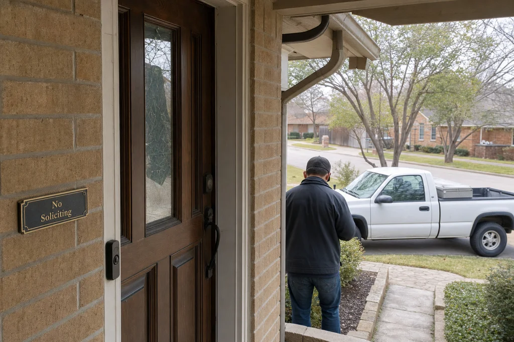 Dallas Roofer Ignores No-Soliciting Signs: Verify Permits